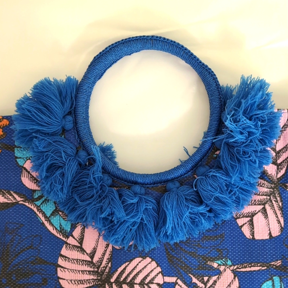 Blue and Pink Floral Tote